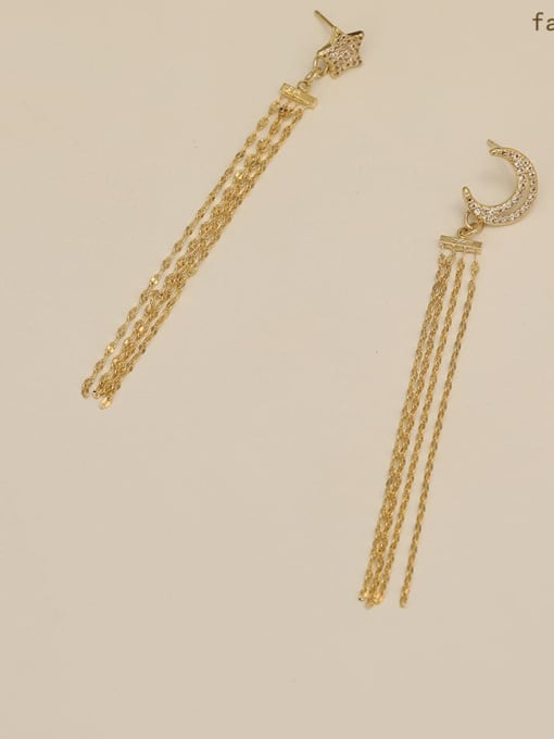 HYACINTH Copper  Moon Star  Tassel Vintage Threader Trend Korean Fashion Earring 2