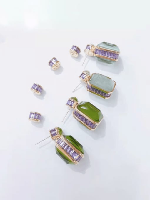 OUOU Brass Cubic Zirconia Geometric Luxury Stud Earring