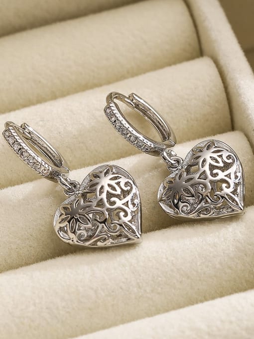 43870 Brass Cubic Zirconia Heart Dainty Stud Earring