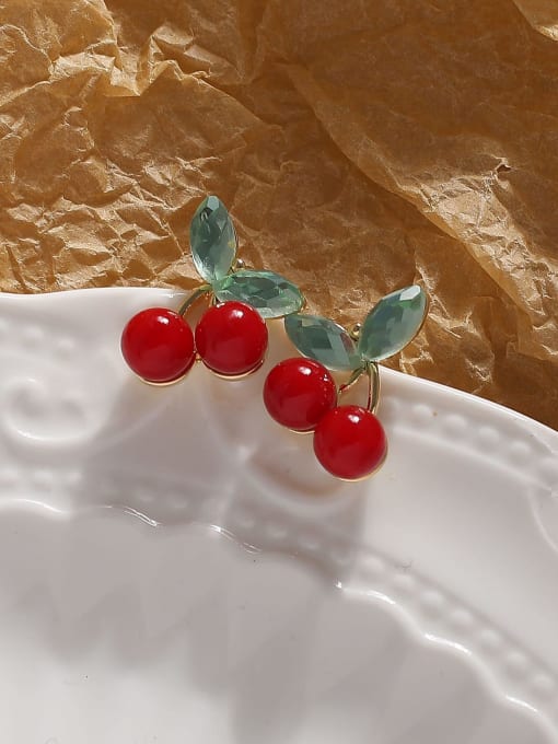HYACINTH Alloy Resin Friut Cherry Cute Stud Earring 2