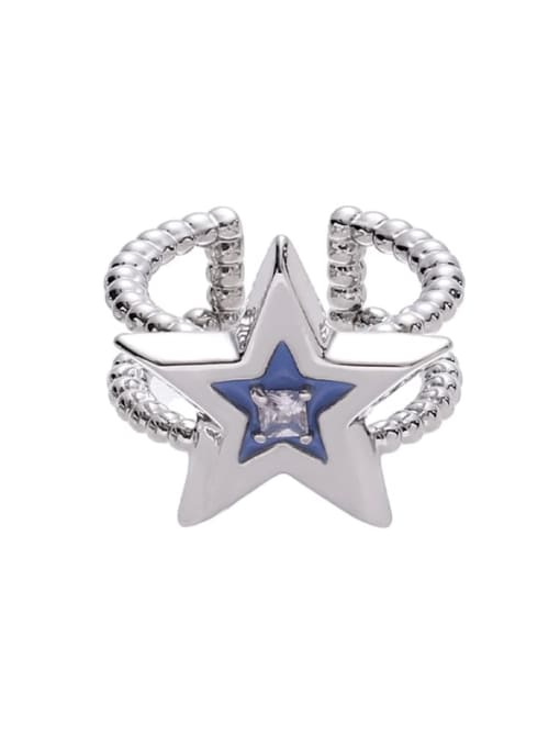 Five pointed star style Brass Enamel Heart Minimalist Band Ring