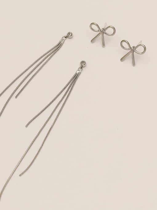 White K Brass Tassel Minimalist butterfly Threader Trend Korean Fashion Earring