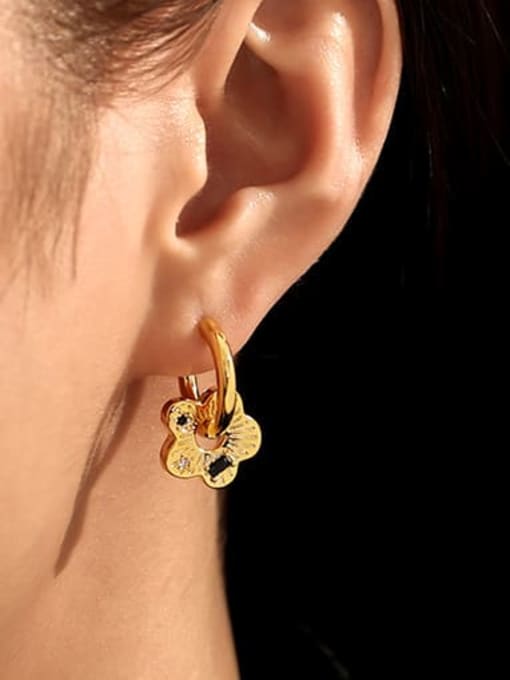 Five Color Brass Flower Vintage Huggie Earring 2