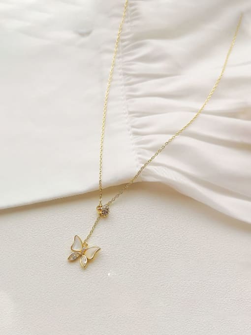 14K  gold Brass Shell Butterfly Dainty Trend Korean Fashion Necklace