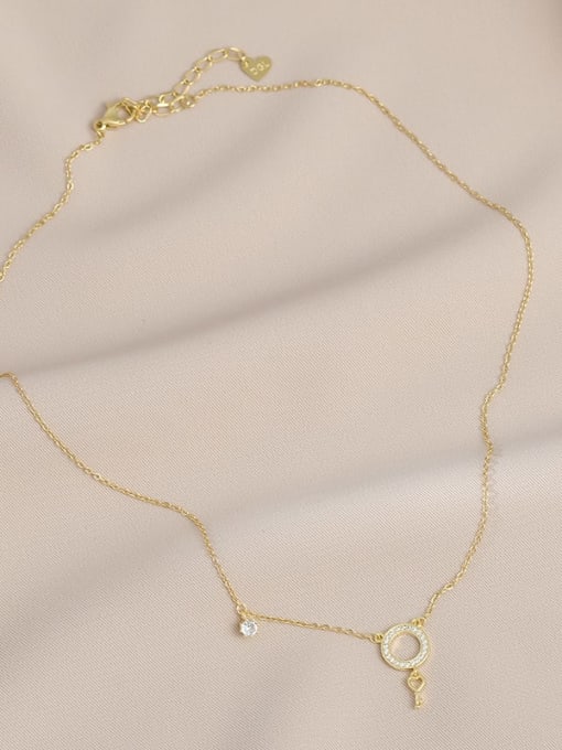 Gold XL62950 Brass Cubic Zirconia Round Dainty Necklace