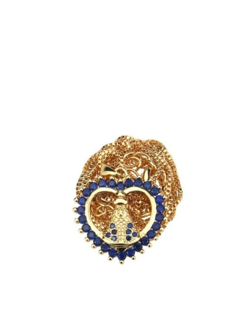 Gold Plated blue zirconium Brass Rhinestone Heart Minimalist Regligious Necklace