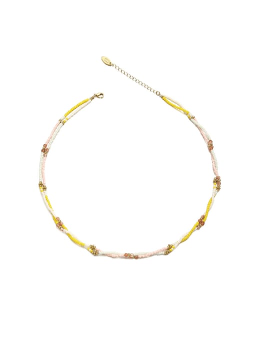 golden Brass MGB beads Geometric Trend Beaded Necklace