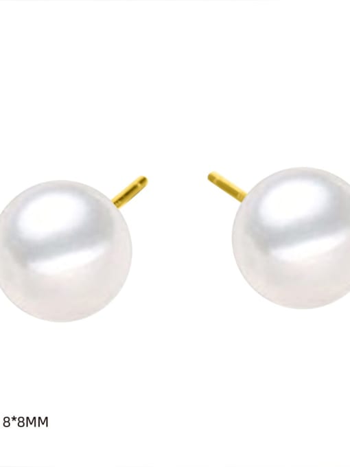 8MM YE15770 Gold Stainless steel Imitation Pearl Geometric Minimalist Stud Earring