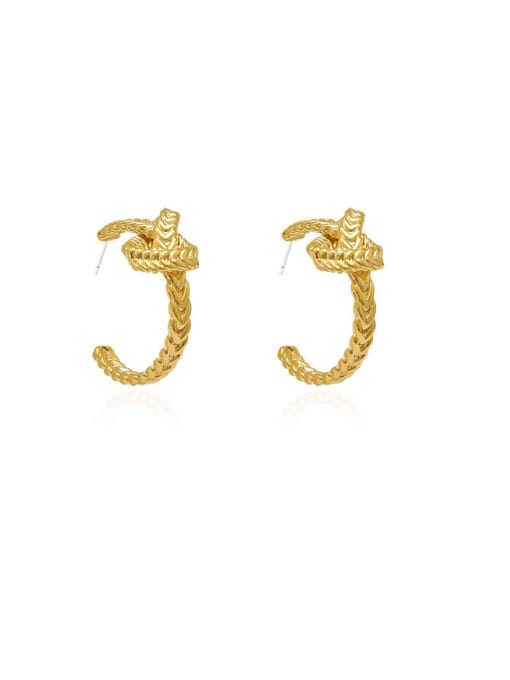 HYACINTH Brass knot Geometric Minimalist Stud Trend Korean Fashion Earring 0