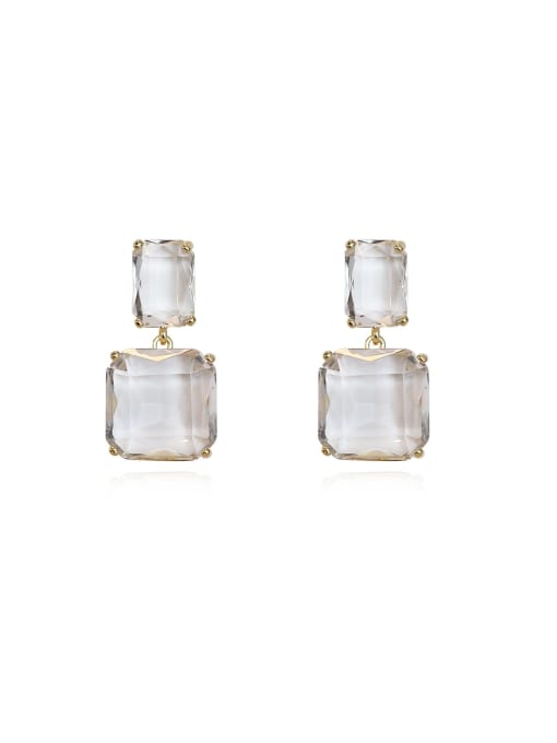 HYACINTH Brass Crystal Geometric Luxury Drop Earring 0