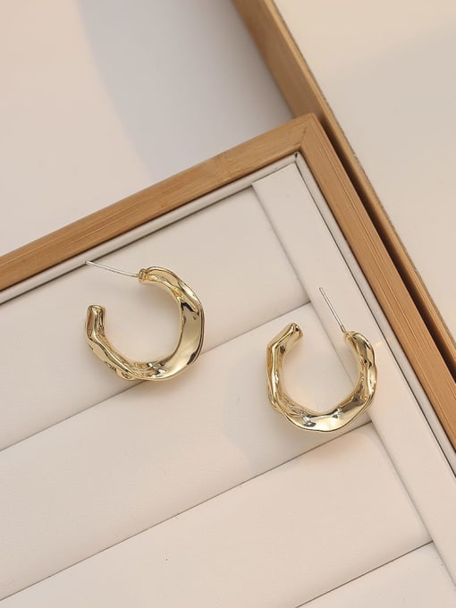 14k gold Copper Round Minimalist Stud Trend Korean Fashion Earring