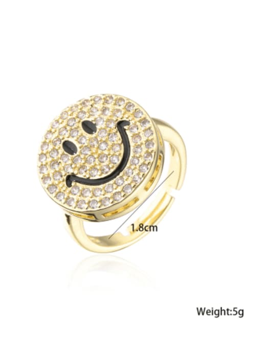 AOG Brass Cubic Zirconia Smiley Vintage Band Ring 3