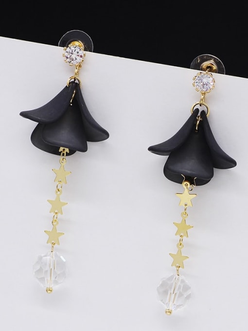 black Copper Acrylic Star Minimalist Threader Trend Korean Fashion Earring
