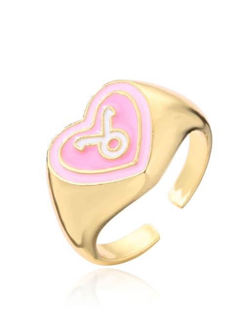 Taurus Brass Enamel Heart Vintage Band Ring