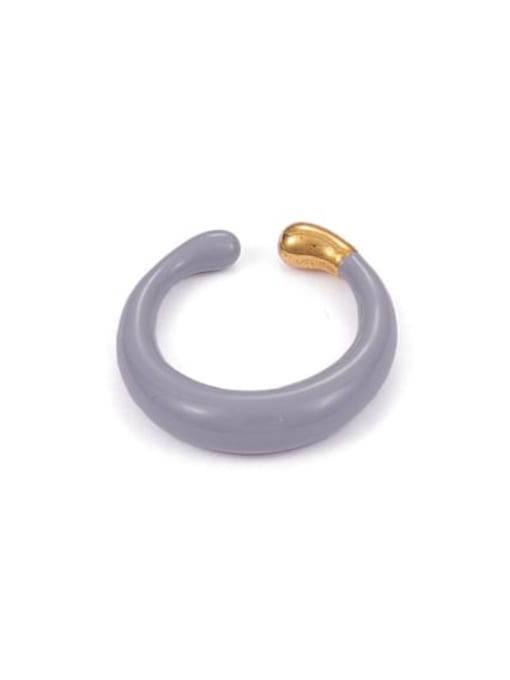 Grey ring Brass Enamel Geometric Minimalist Band Ring