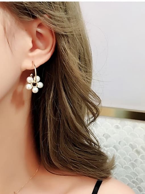 HYACINTH Copper Imitation Pearl Flower Minimalist Hook Trend Korean Fashion Earring 1