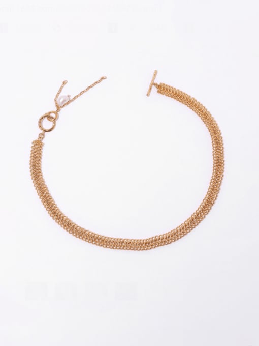 TINGS Brass Geometric Vintage Multi Strand Necklace