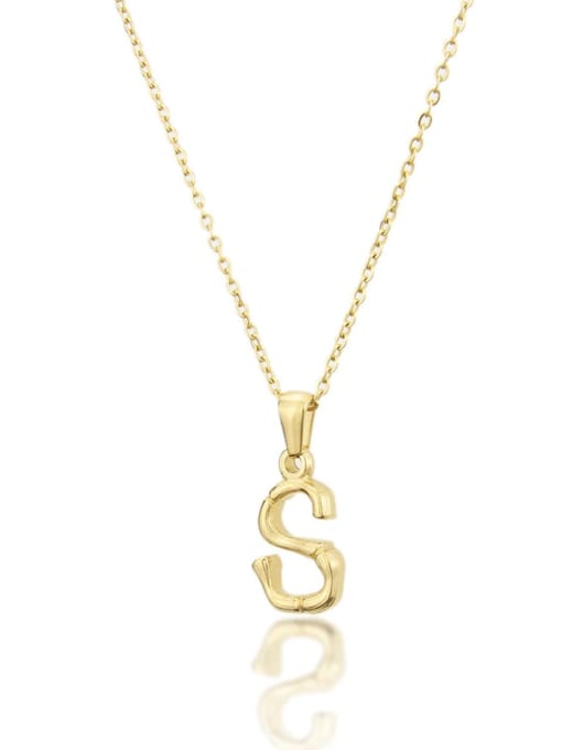 S Titanium Rhinestone minimalist letter Pendant Necklace