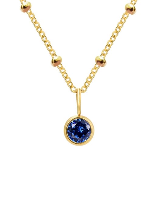 September Blue Gold Stainless steel Birthstone Geometric Minimalist Necklace