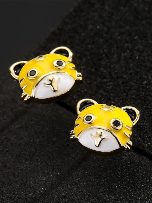 AOG Brass Enamel Tiger Cute Stud Earring 1