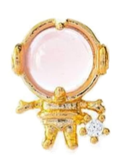 18K Gold astronaut Brass Cubic Zirconia Irregular Minimalist Stud Earring