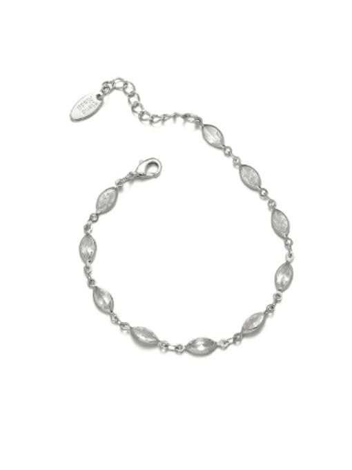 Platinum Brass Cubic Zirconia Geometric Minimalist Link Bracelet