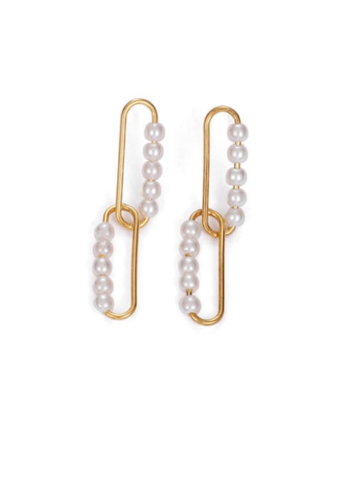Bright pearl Brass Imitation Pearl Geometric Minimalist Huggie Earring