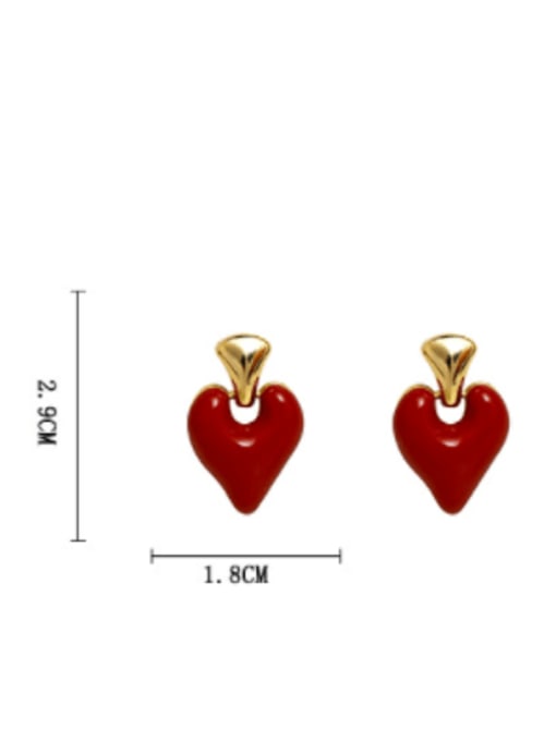 HYACINTH Brass Enamel Heart Minimalist Stud Earring 3
