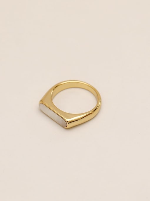 HYACINTH Brass Shell Geometric Minimalist Band Fashion Ring 4