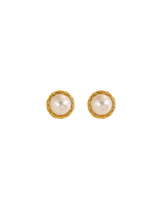 HYACINTH Brass Imitation Pearl Geometric Dainty Stud Earring