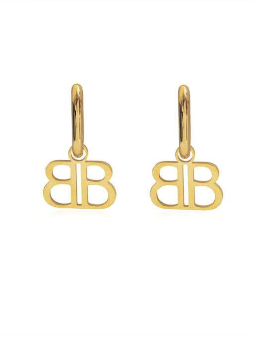 14k Gold Brass Hollow Letter  B Vintage Drop Trend Korean Fashion Earring