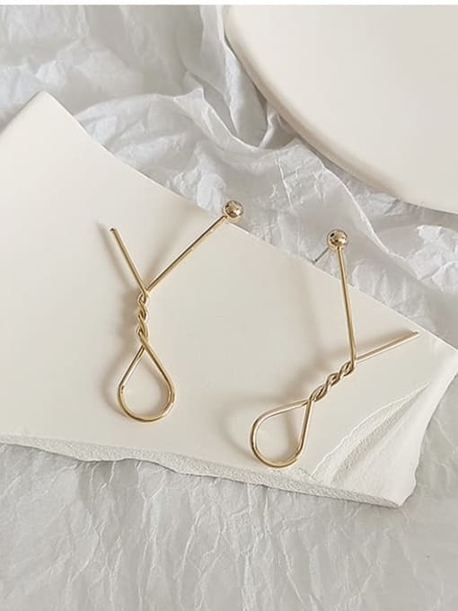 14K  gold Copper Geometric Knot Minimalist Drop Trend Korean Fashion Earring