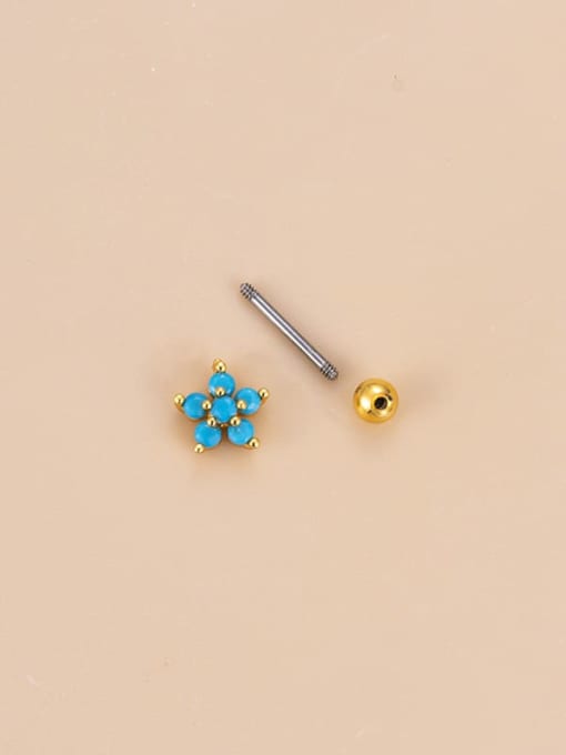 HISON Brass Turquoise Heart Cute Single Earring 2