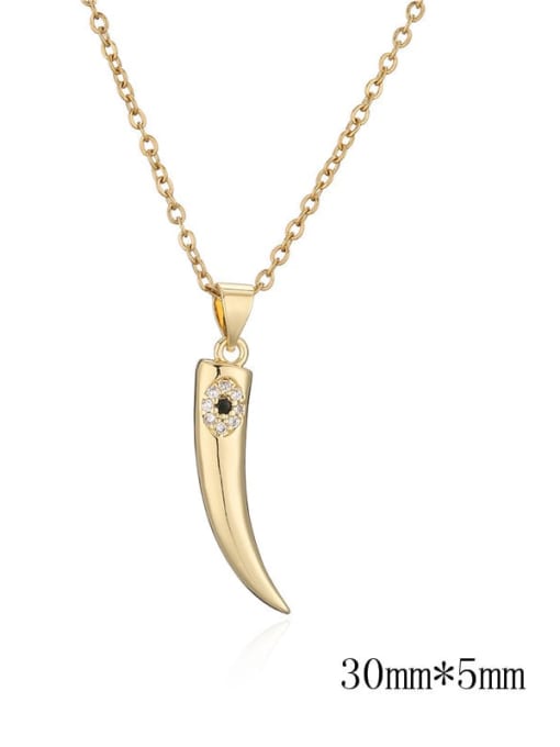 AOG Brass Cubic Zirconia  Vintage Wolf Tooth Pendant Necklace 2