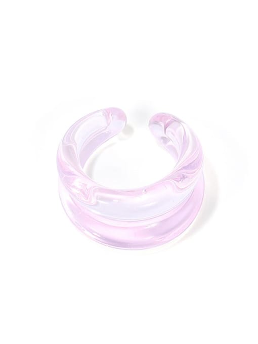Light pink Hand Glass Clear Geometric Minimalist Band Ring