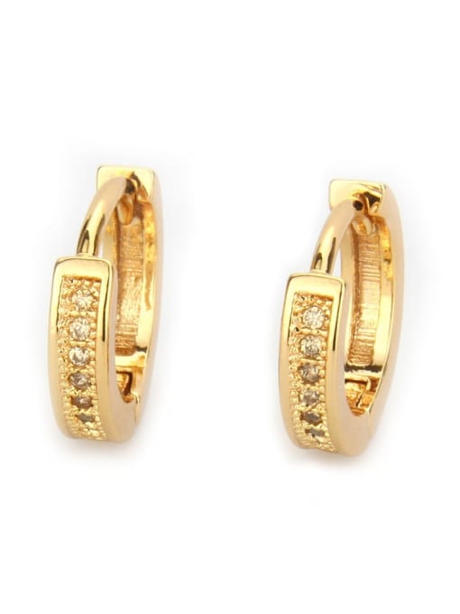 Gold Plated champagne gold Brass Cubic Zirconia Geometric Vintage Huggie Earring