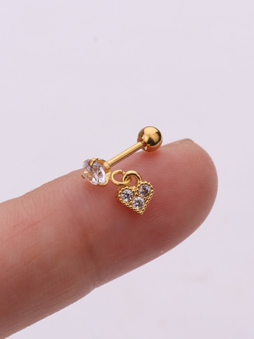 HISON Brass Cubic Zirconia Heart Cute Stud Earring(single) 1