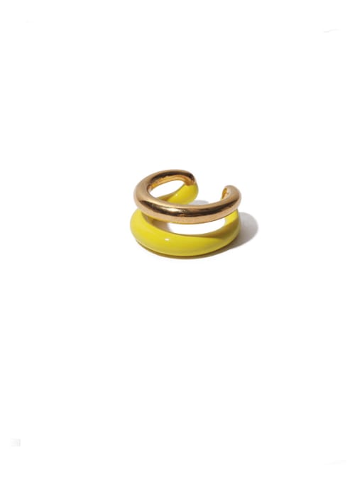 Yellow drop oil (Single ) Brass Enamel Geometric Minimalist Single Earring