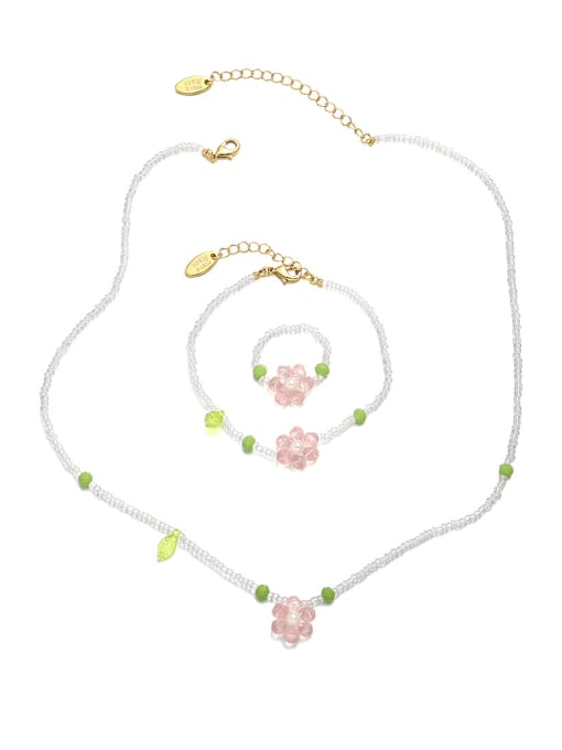 Five Color Brass Glass beads Multi Color Flower Bohemia Necklace 0