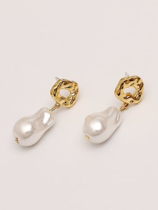 18k Gold Brass Imitation Pearl Water Drop Minimalist Drop Trend Korean Fashion Earring