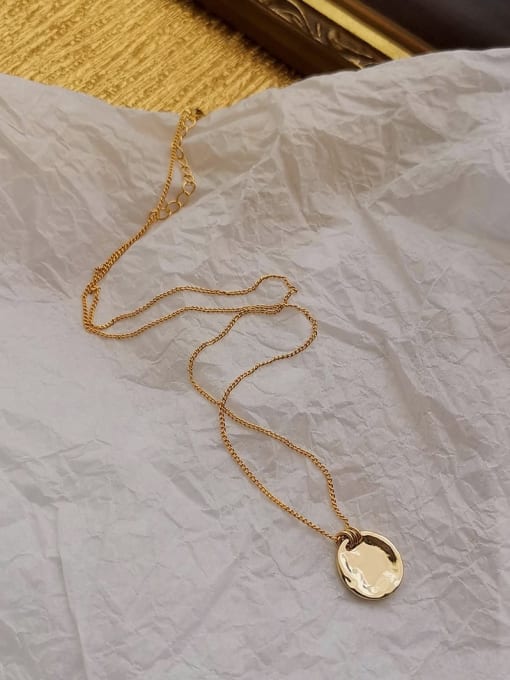 Golden Copper with Geometric round Trend Trend Korean Fashion Necklace
