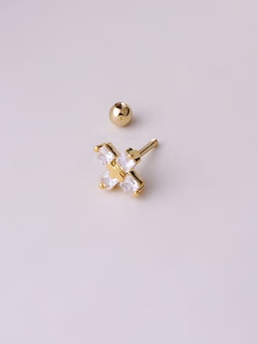 HISON Brass Cubic Zirconia Cross Minimalist Single Earring 3