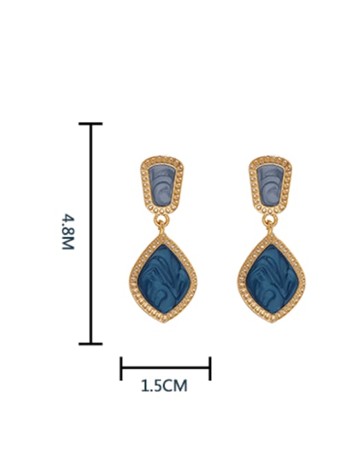 HYACINTH Brass Enamel Geometric Vintage Drop Earring 3