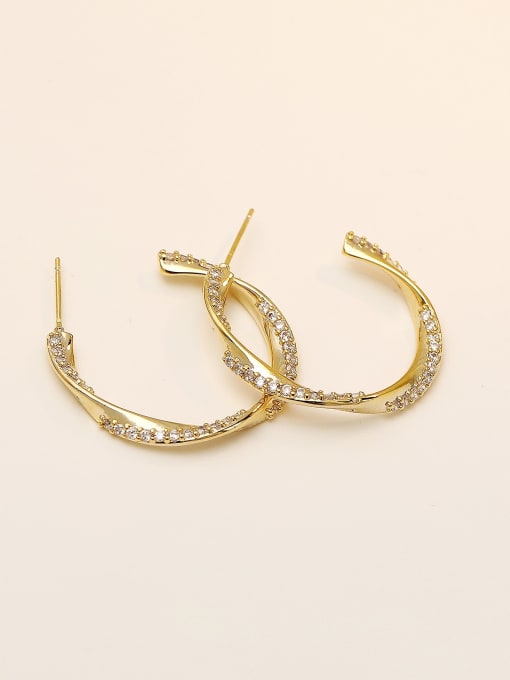 HYACINTH Brass Cubic Zirconia Geometric Hip Hop Hoop Trend Korean Fashion Earring 2