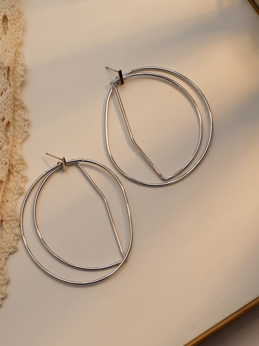 HYACINTH Copper Hollow Geometric Minimalist Hoop Trend Korean Fashion Earring 3