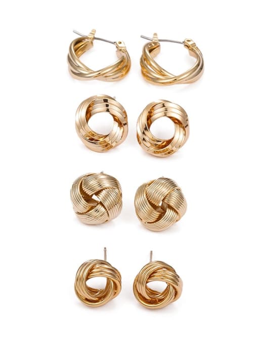 Five Color Brass Hollow Geometric Vintage Stud Earring 4