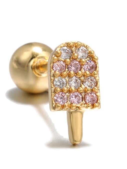 Popsicle gold Brass Cubic Zirconia Irregular Trend Single Earring(Single+Only One)