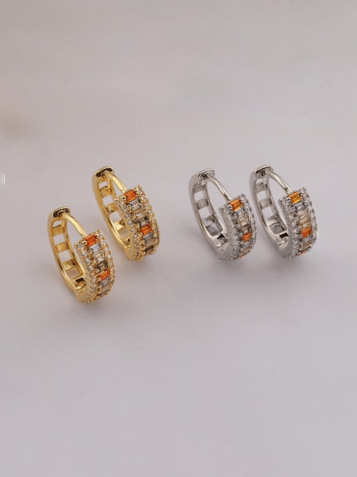 AOG Brass Cubic Zirconia Geometric Hip Hop Huggie Earring 0