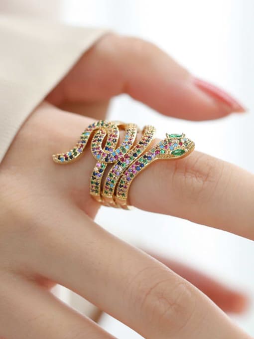 AOG Brass Cubic Zirconia Snake Vintage Band Ring 1