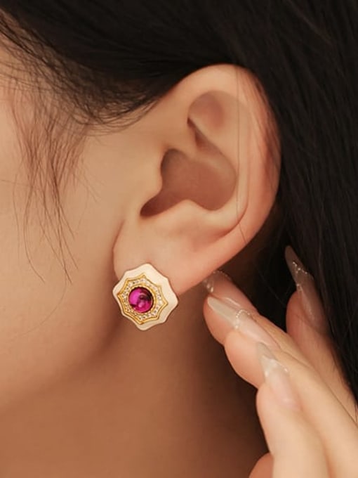 Five Color Brass Enamel Geometric Bohemia Stud Earring 2
